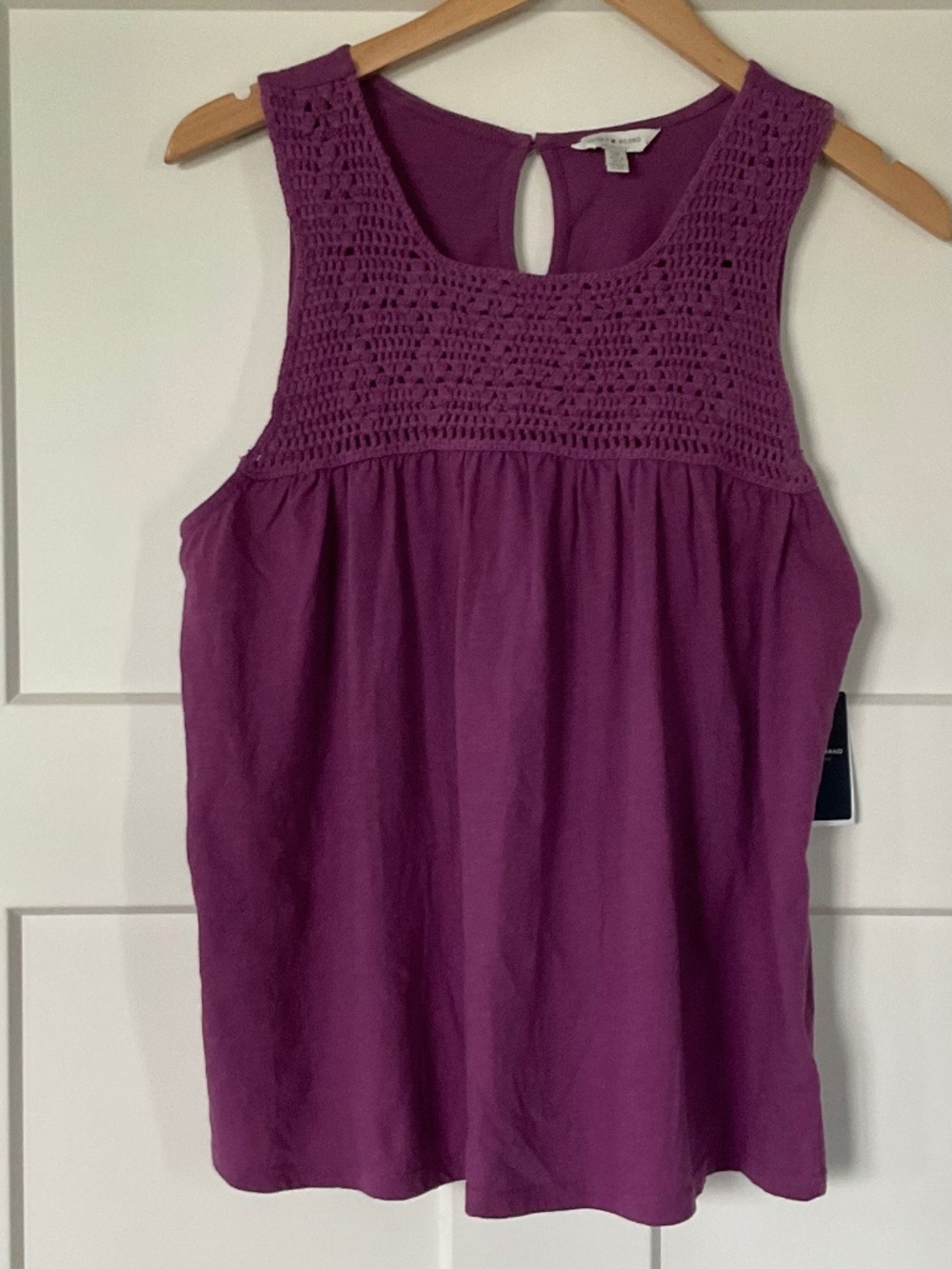Lucky Brand Women’s Small Tank Crochet Babydoll Top Purple NWT